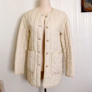 $155 Everlane Cream Barn Quilted Women's Coat XXS long winter neutral jacket